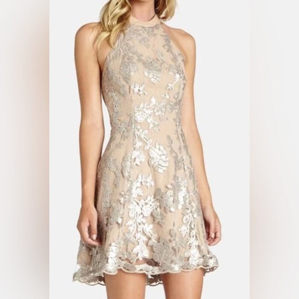 DRESS THE POPULATION 'ABBIE' SEQUIN FIT & FLARE DRESS size large